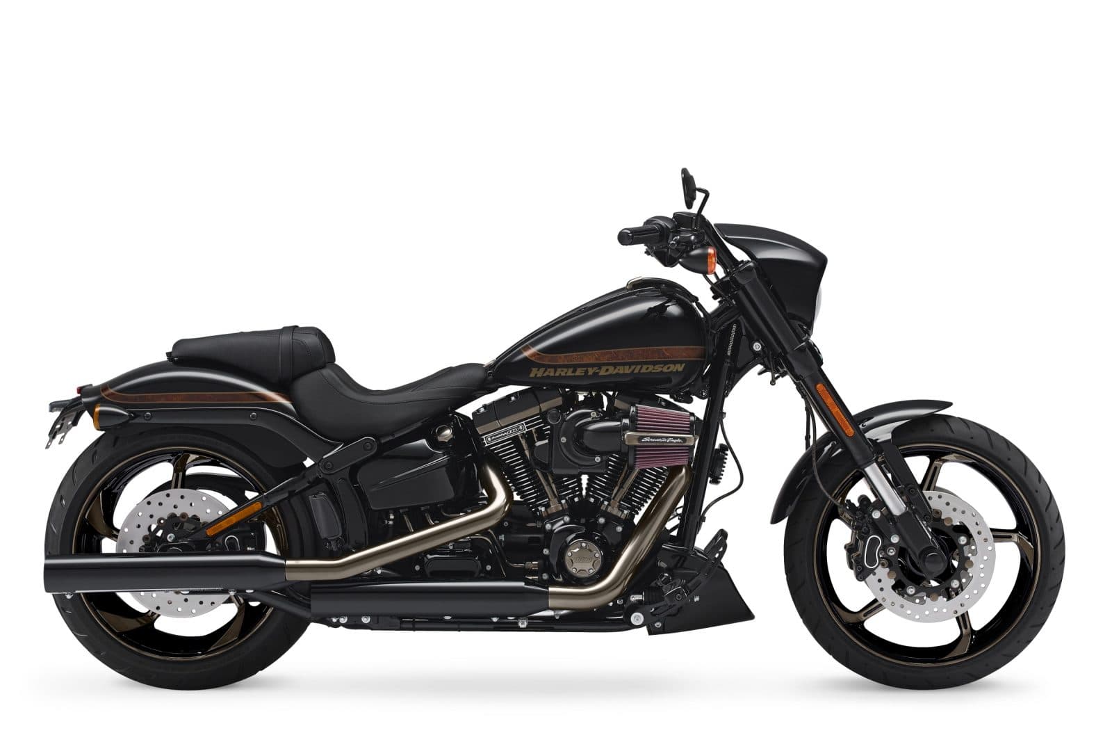 Harley-Davidson Low Rider ST nera, motore Milwaukee-Eight, scarico 2-in-1, cerchi e dettagli bronzo. Perfetta per un test ride.