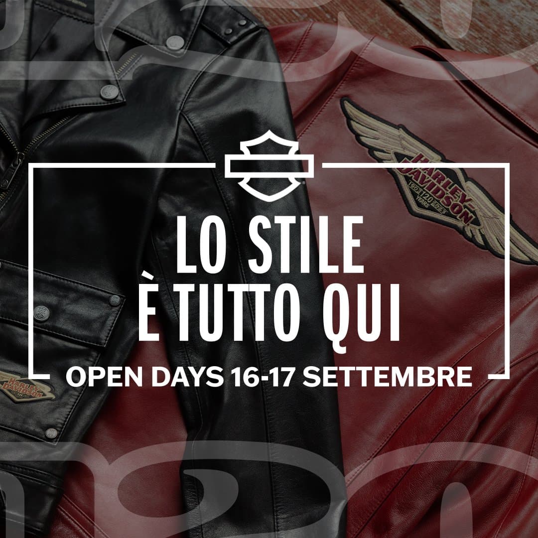 h-d_opendays_sett_linkad_4.jpg Evento Open Days Harley-Davidson 16-17 Settembre. Due giacche in pelle, nera e rossa, con logo. Slogan: 'LO ST