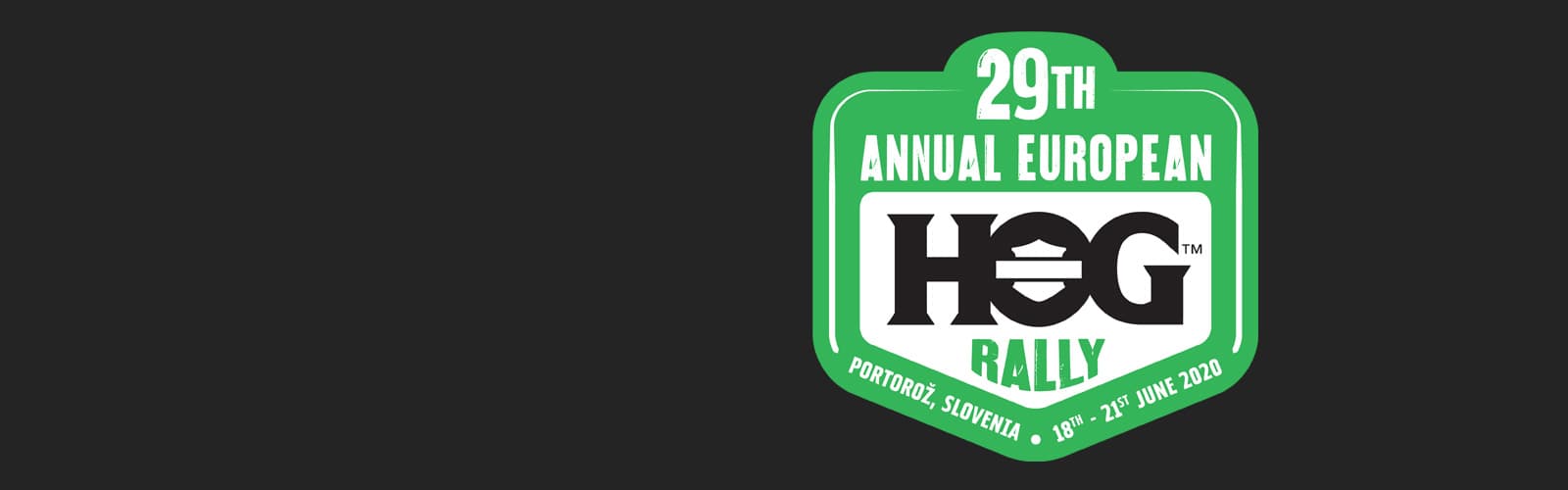 hog-2020.jpg Logo del 29° Annual European H.O.G. Rally, Portorož, Slovenia, 18-21 giugno 2020. Evento Harley-Davidson per appassionati moto.