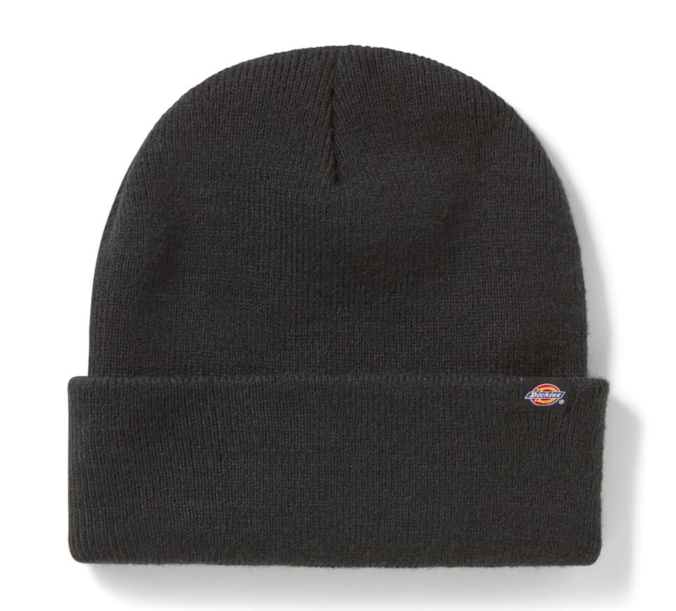 Berretto nero Dickies in maglia per abbigliamento moto Berretto in maglia nero con risvolto, etichetta logo Dickies sul bordo. Accessorio abbigliamento casual ideale per motociclisti.